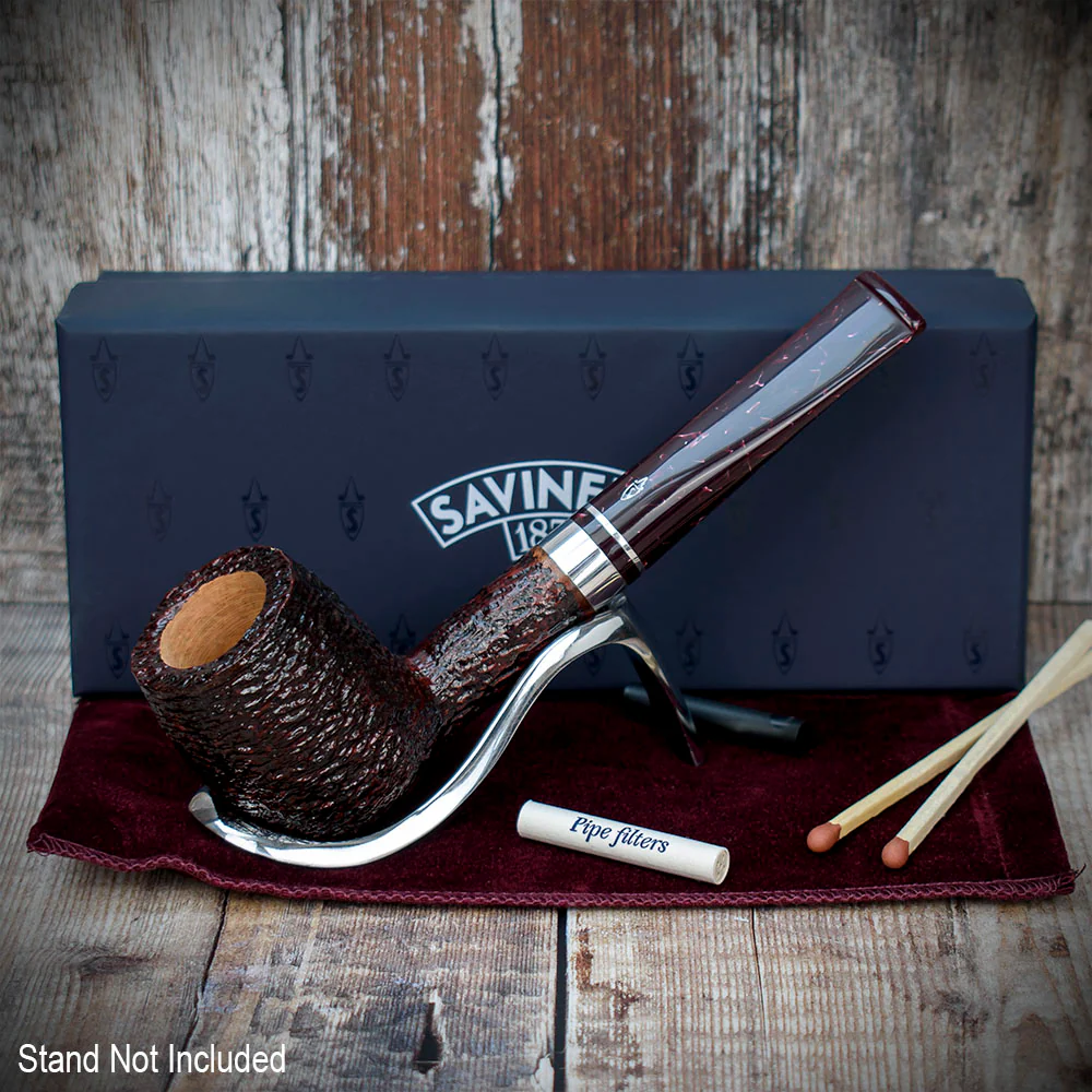 Savinelli Bacco Rusticated Dark Brown 128 - 6mm Briar Pipe