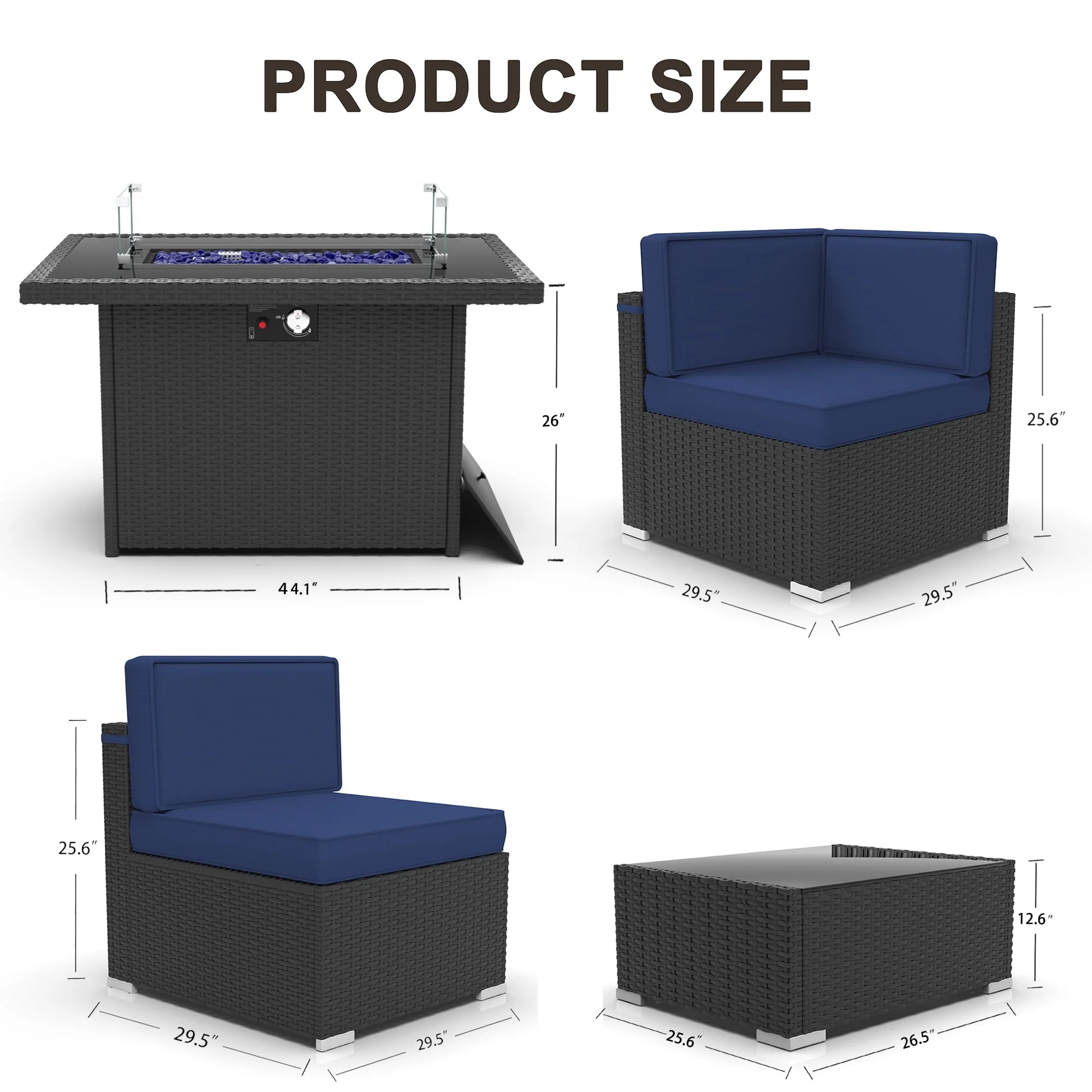 8 Piece Patio Furniture Set with 44