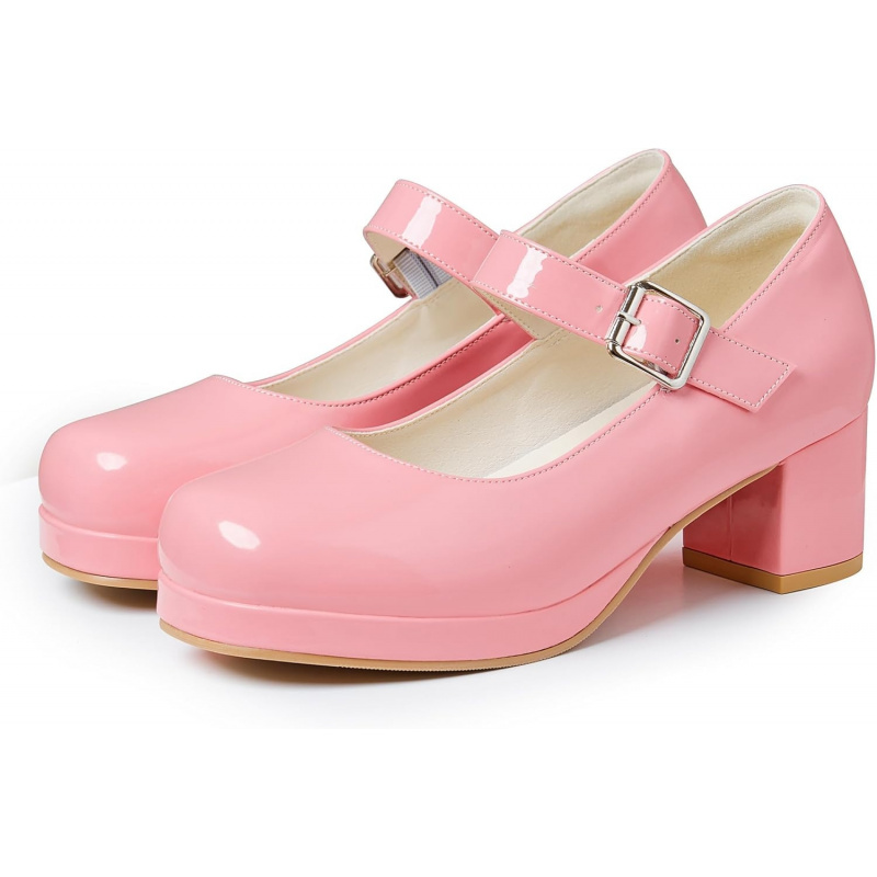 Women's Low Chunky Heel Mary Jane Pumps