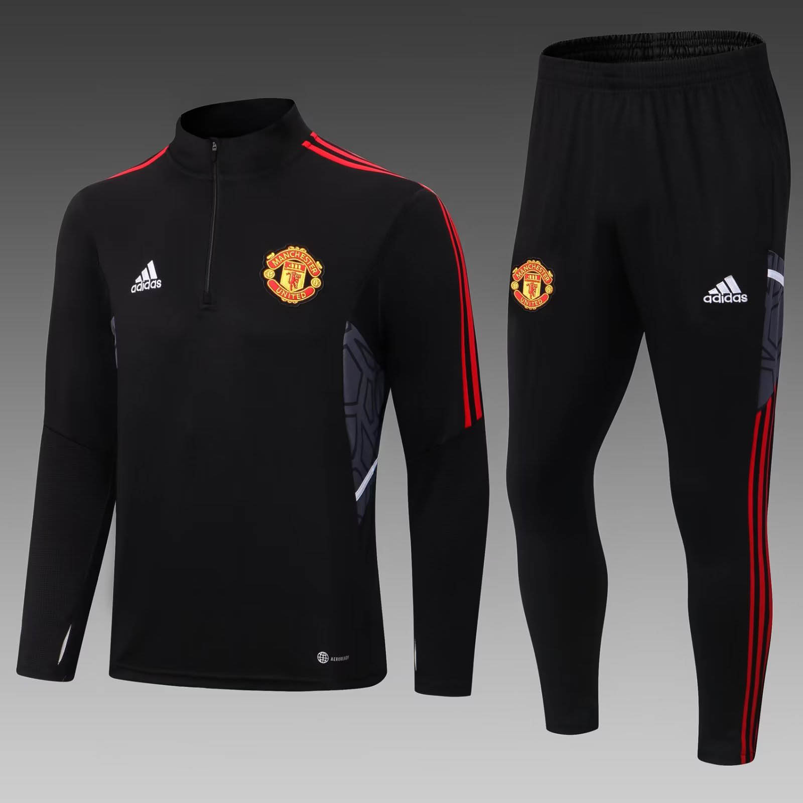 2022/2023 Manchester United Half-Pull Training Suit Black Football Shirt 1:1 Thai Quality