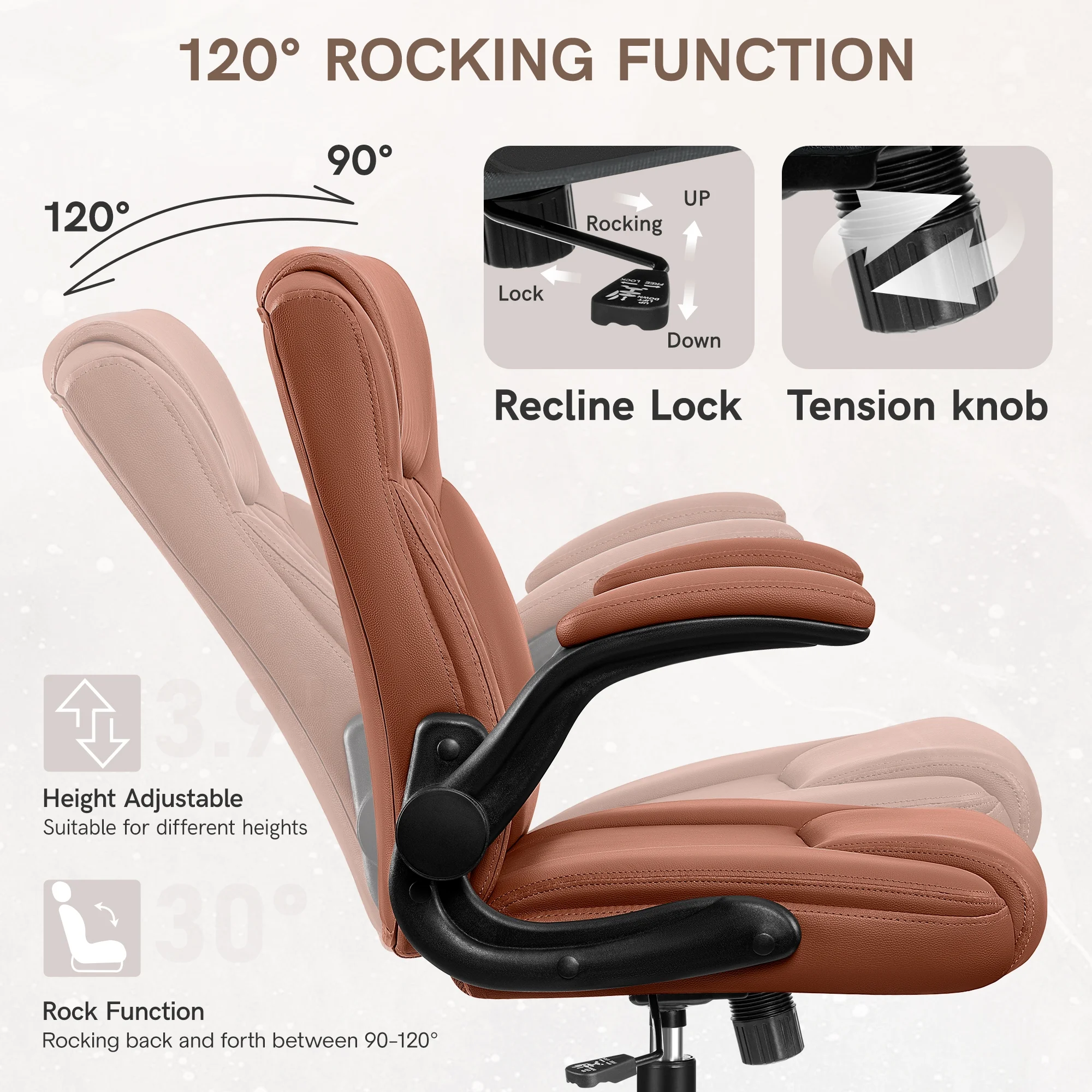 COOLHUT Leather Office Chair, Big and Tall Office Chair 400LBS Wide Seat Ergonomic Computer Desk Chair High Back Executive Leather Chair Adjustable Task Chair Lumbar Back with 8-Year Warranty, Black