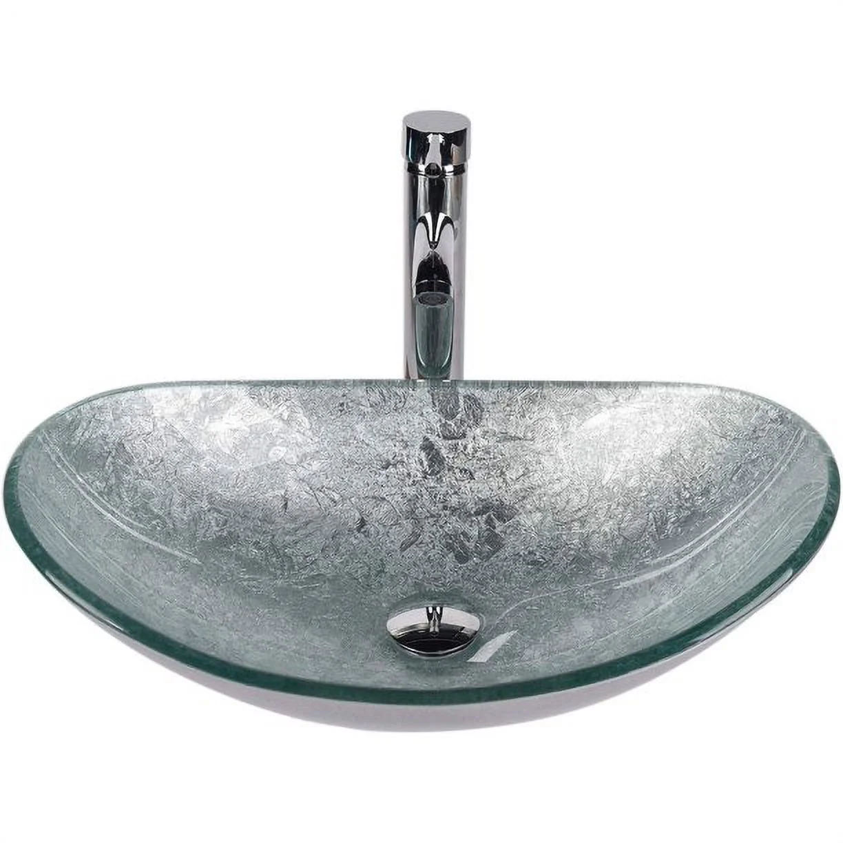 PULUOMIS Vessel Sink and Faucet Combo Bath Sinks with Mounting Ring and Pop Up Drain Round Bowl Basin Brown
