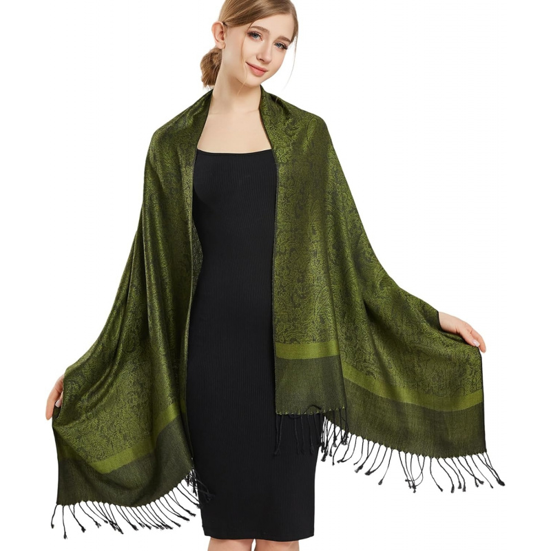 Silky Paisley Pashmina Shawl Scarf-Women's Soft