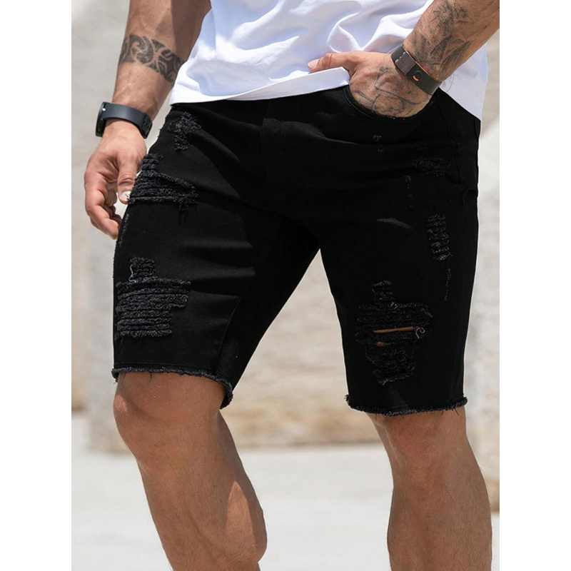 Men's Ripped Distressed Raw Trim