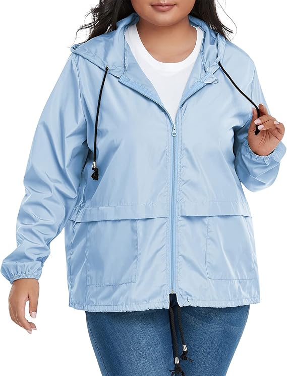 Women Plus Size Light RainCoat Jackets