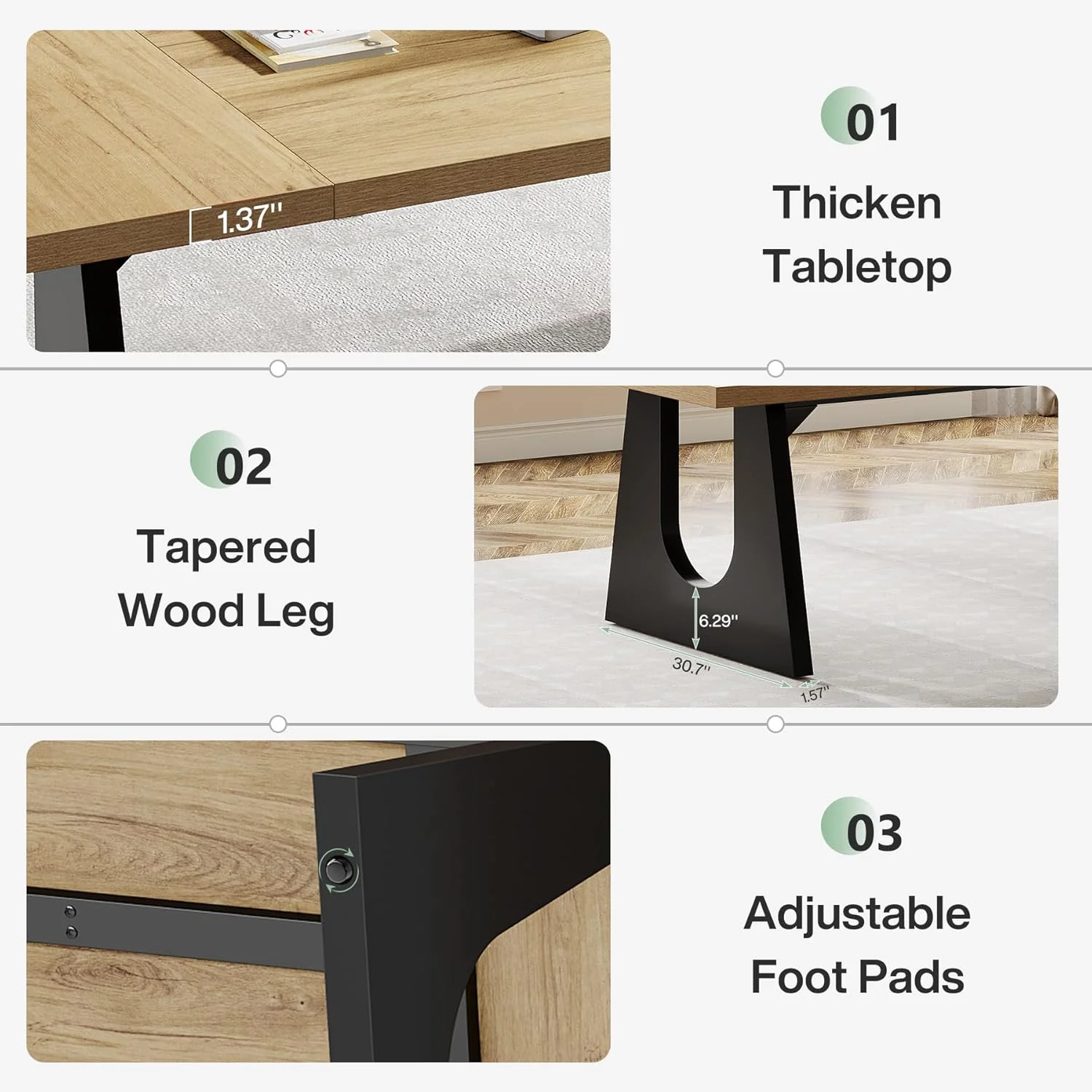 Tribesigns 70.9-Inch Executive Desk, Computer Office Desk, Modern Simple Desk with Large Desktop, Writing Desk Workstation Business Furniture for Home Office, Study, Metal Frame, Oak and Black