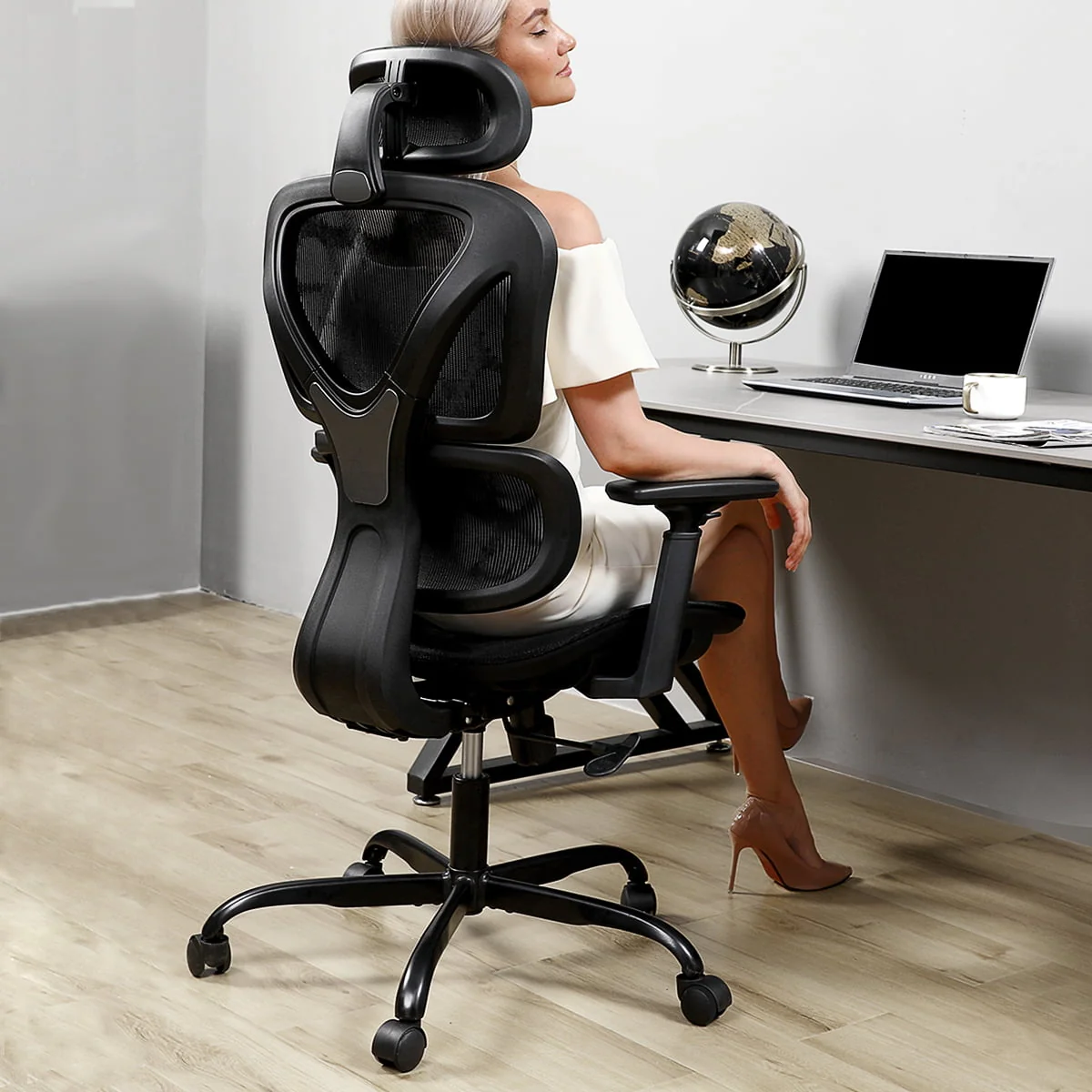 Coolhut Ergonomic Office Chair, High Back Adjustable Computer Desk Chair with Lumbar Support, 300lb, Black