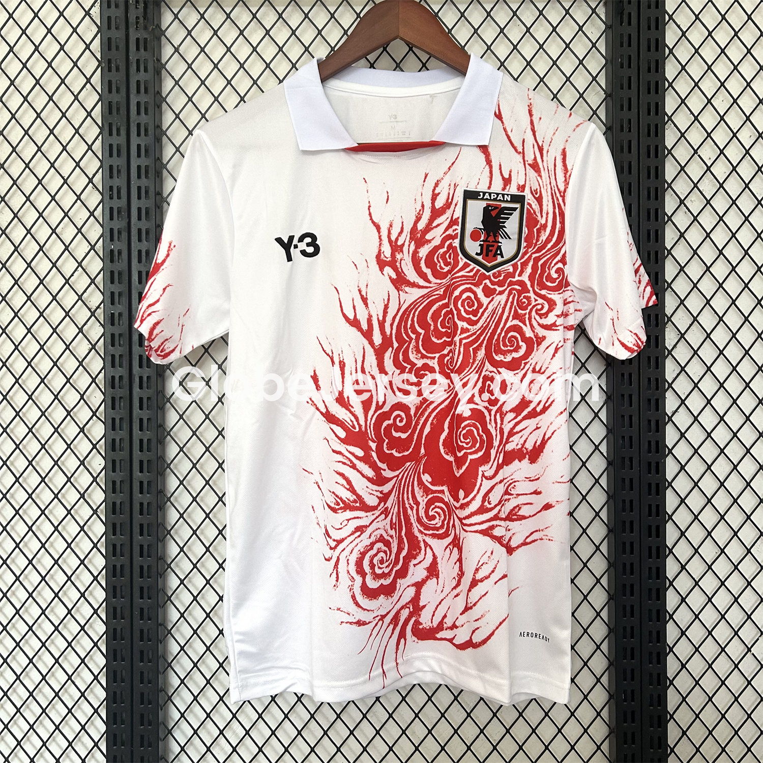 Japan 25-26 Y3 Red Auspicious Cloud Pattern White Jersey - Fans Version