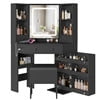Makeup Vanity Desk with Lighted Mirror and Drawers, Vanity Desk Table Dressing Table with Charging Station & Lights for Bedroom, Black
