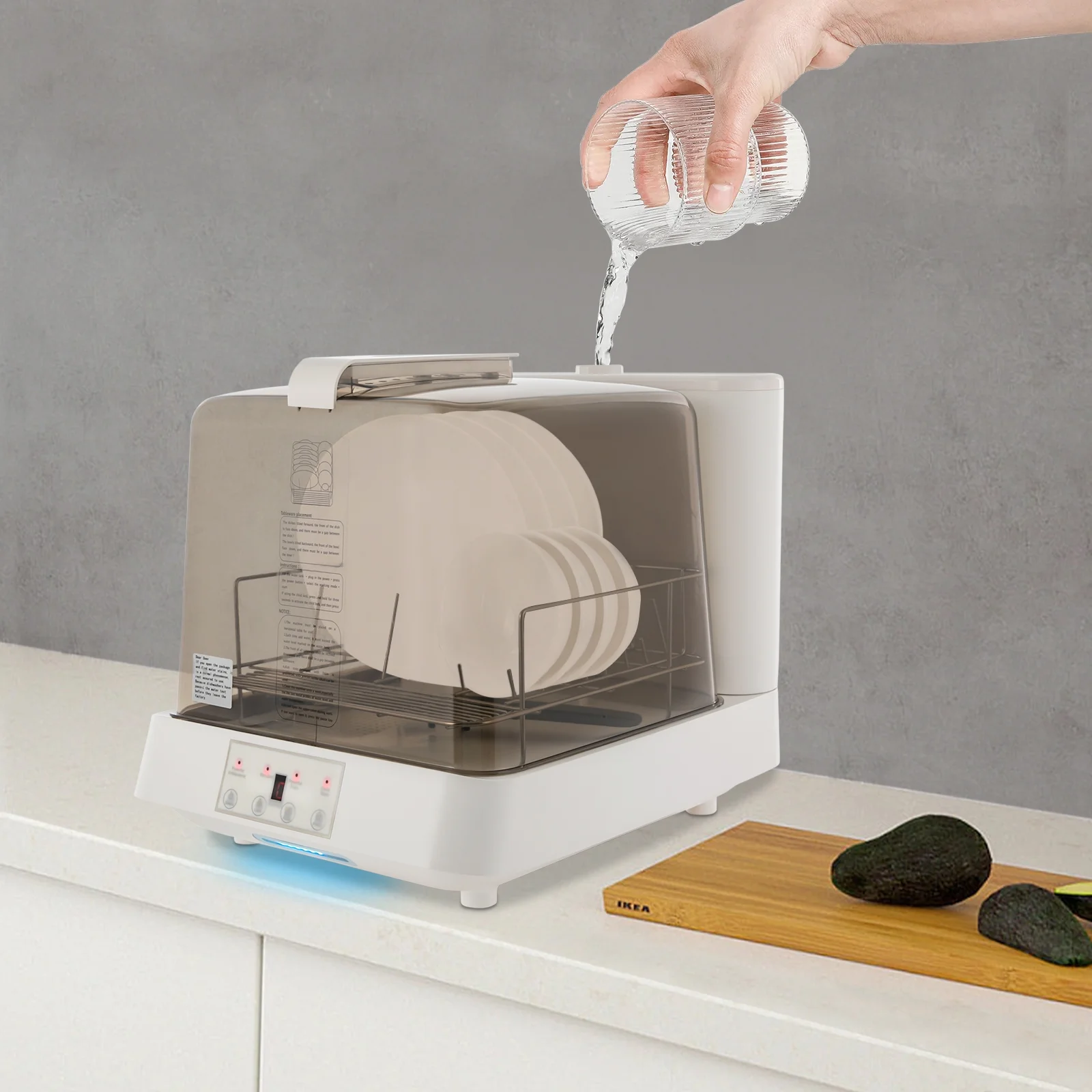 Portable Countertop Dishwasher, Automatic Dishwashing with Tank, Mini Dishwasher for Apartments, Dorms, Apartments, Dormitories, Boats