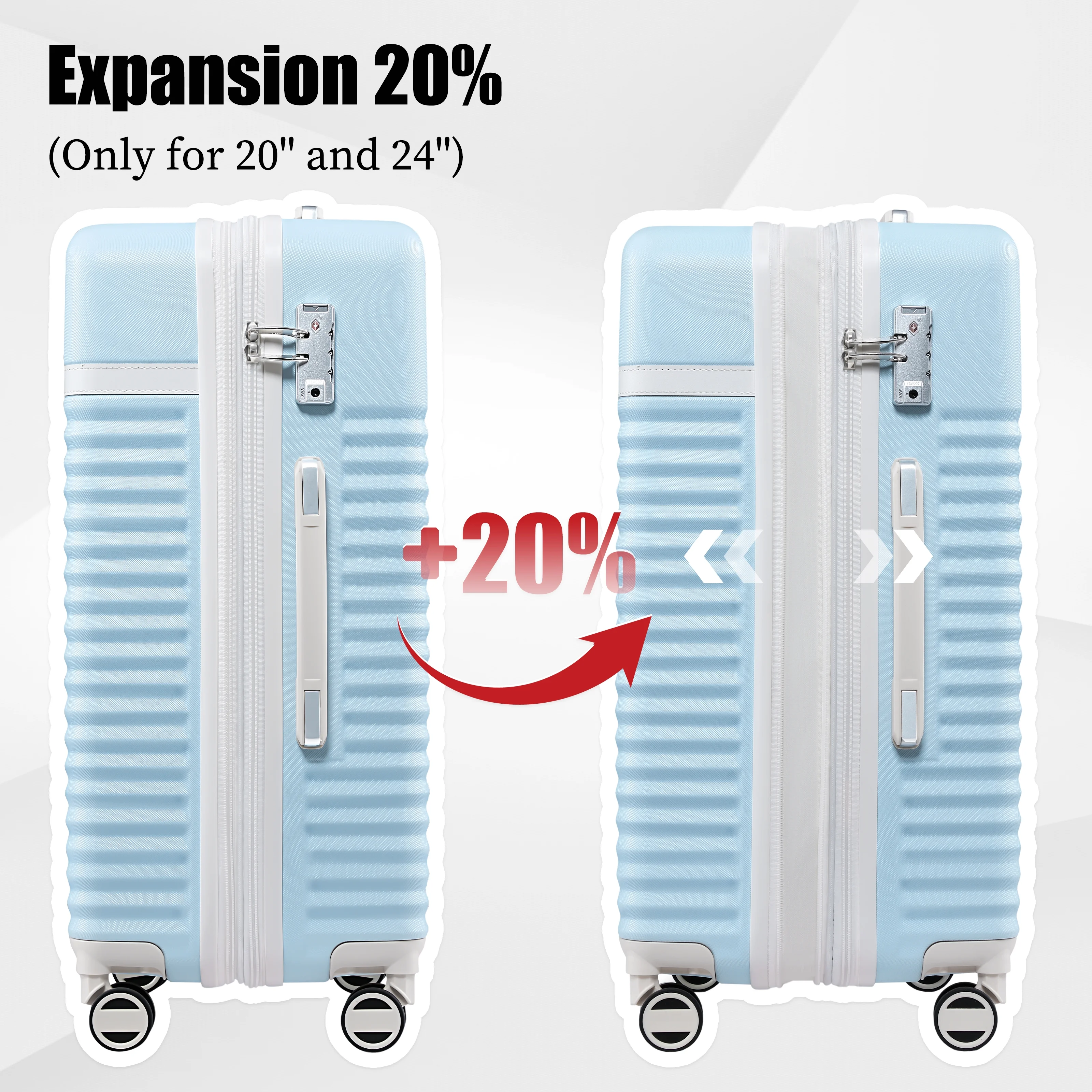 Joyway - 5-Piece Luggage Sets ABS Hardside Spinner Luggage -(Expandable Suitcase20