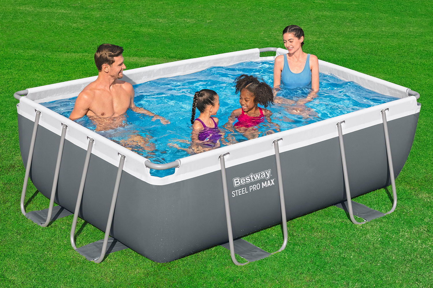 Steel Pro MAX™ Frame Pool Set with filter pump 282 x 196 x 84 cm, grey, square