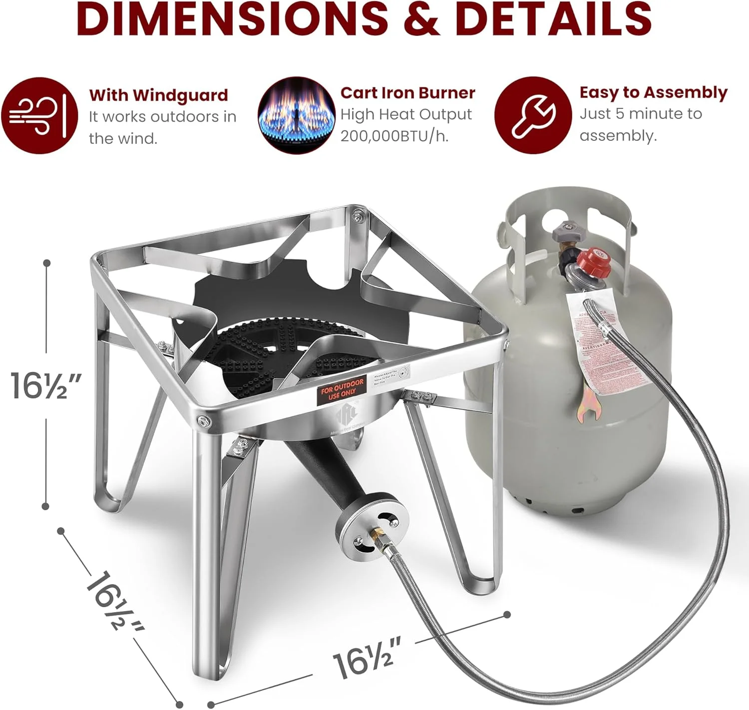 52QT Stainless Steel Turkey Fryer Pot with 36