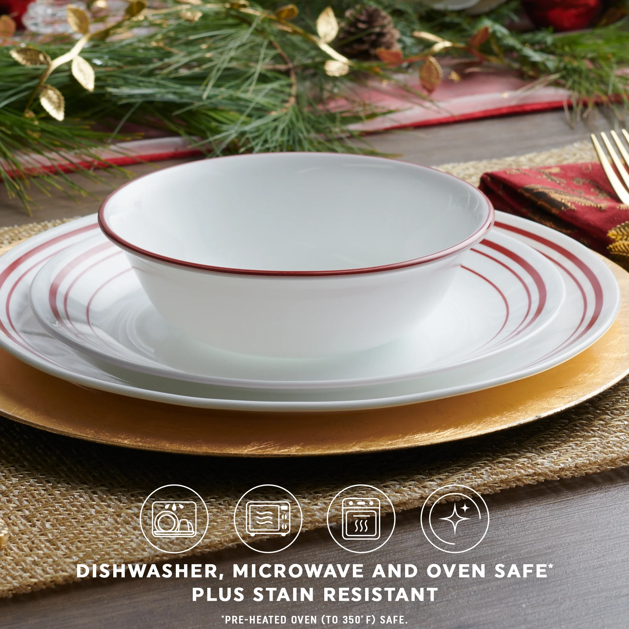 Corelle Logan 18-Piece Glass Dinnerware Set, Service for 6