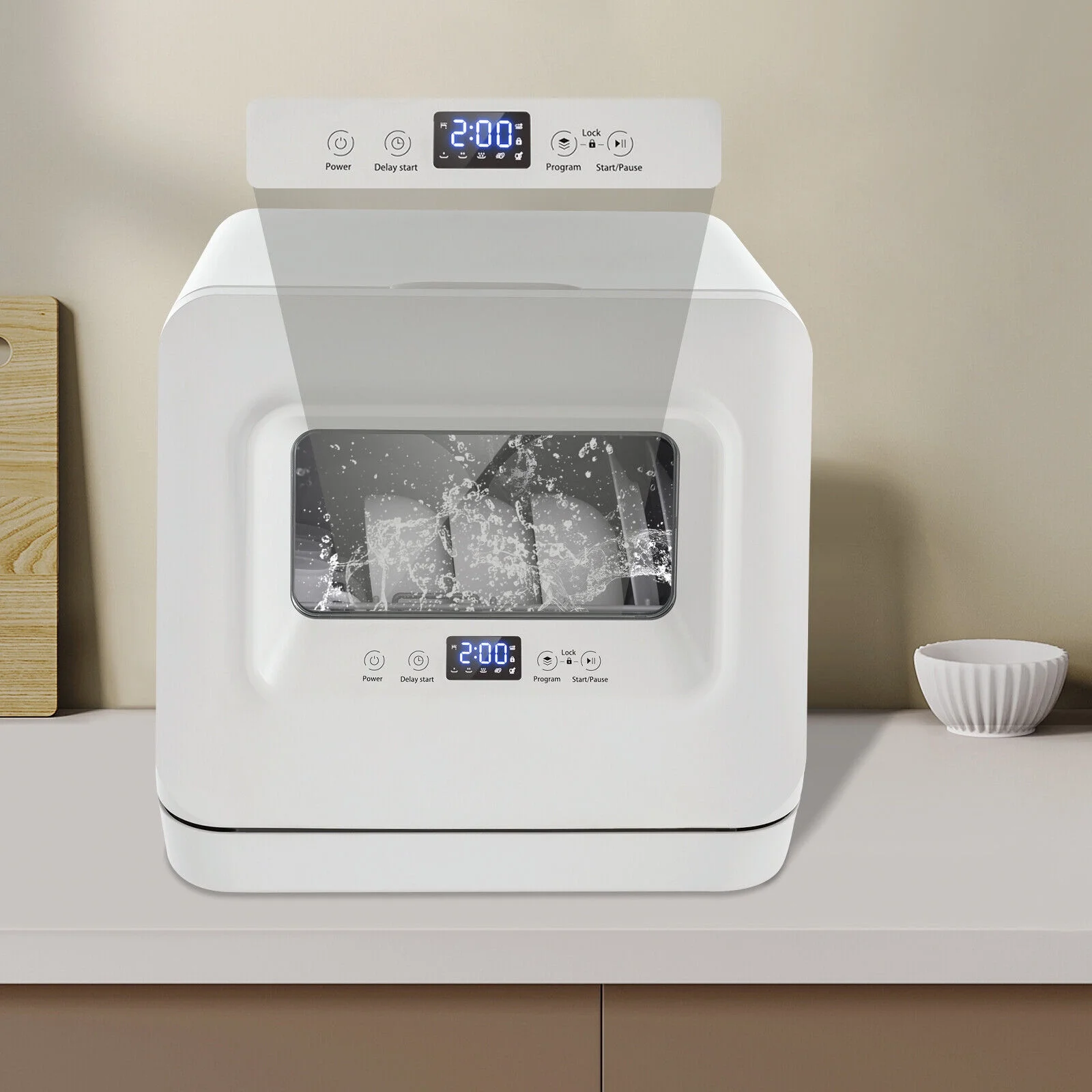 785W Portable Dishwasher, Leak-Proof, Air Dry, IPX1 Waterproof, 3-in-1 Mini Dishwasher with Water Tank for Kitchen