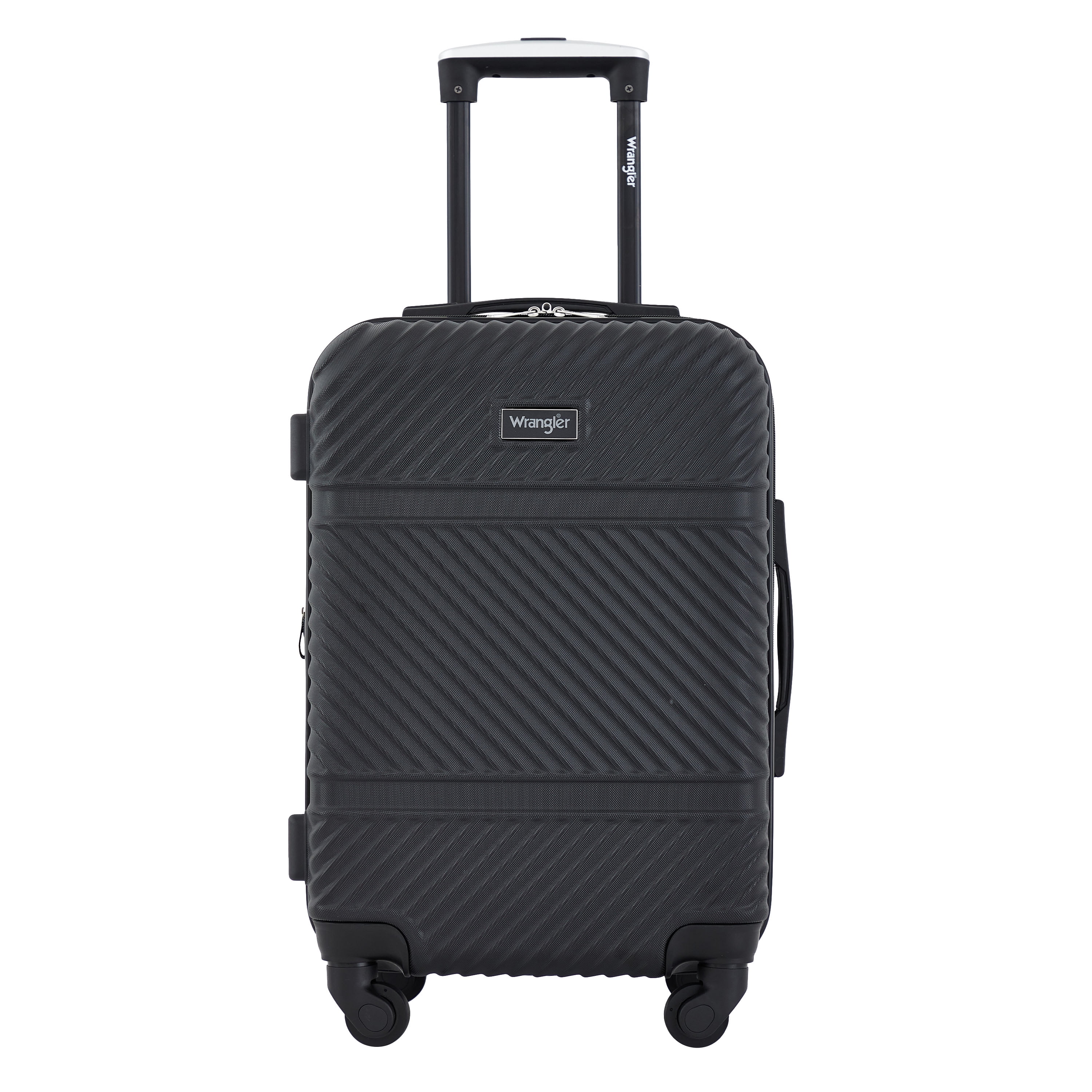 Wrangler 4 Piece Expandable Hardside Spinner Luggage Set with Packing Cubes, Sharkskin Grey