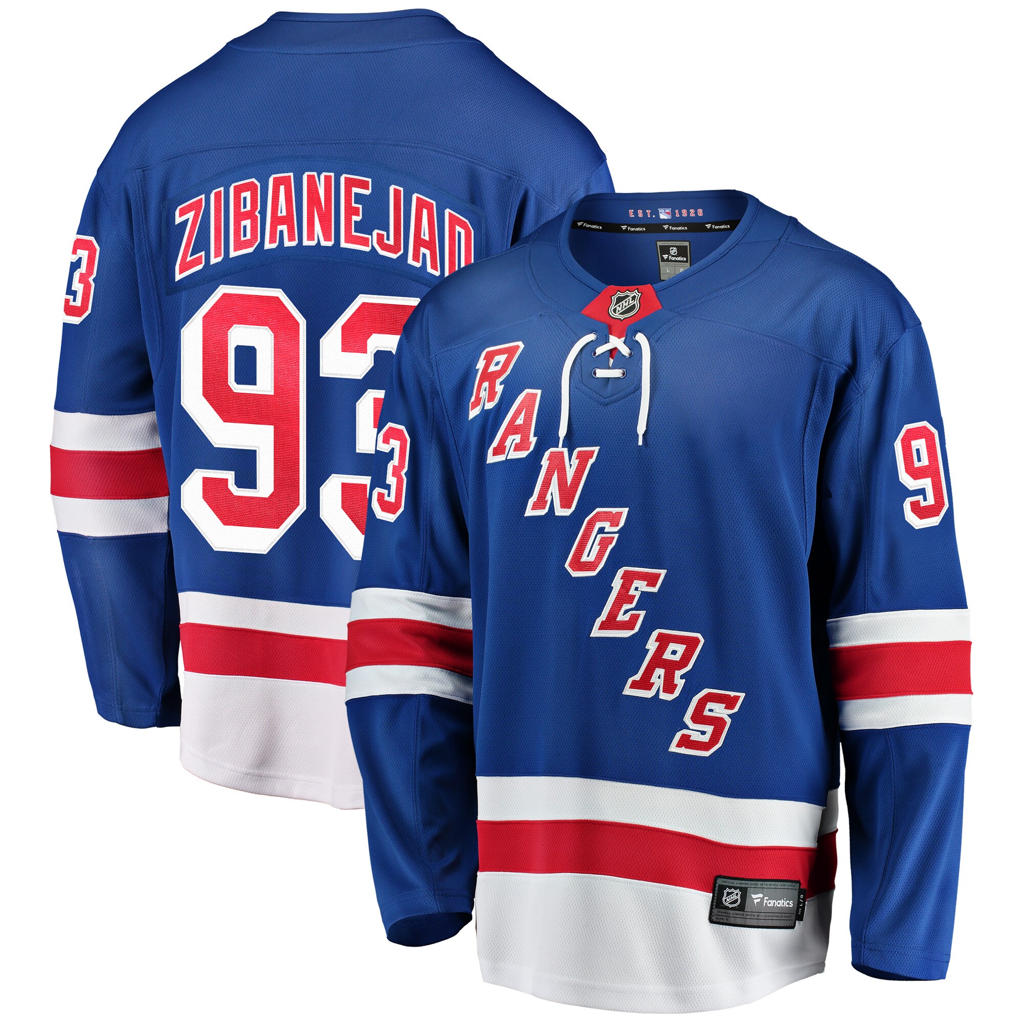 Mika Zibanejad New York Rangers Fanatics Home Breakaway   Jersey – Blue