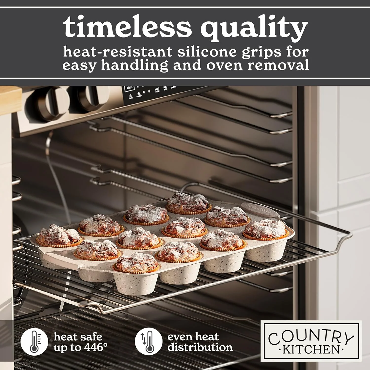 Country Kitchen 10-Piece Nonstick Bakeware Set - Stackable Pots and Pans, Black