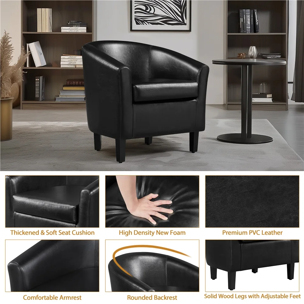Yaheetech Faux Leather Accent Arm Chair For Living Room, Black