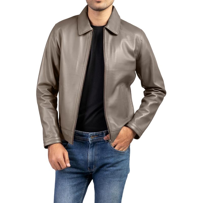 Collar Premium Leather Jacket Men