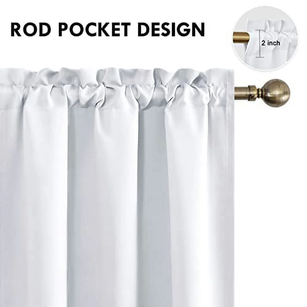 DWCN Blackout Curtains for bedroom �?Thermal Insulated room darkening Drapes for Living Room, Greyish White, W 42 x L 84 Inch, Set of 2 Rod Pocket Curtain Panels