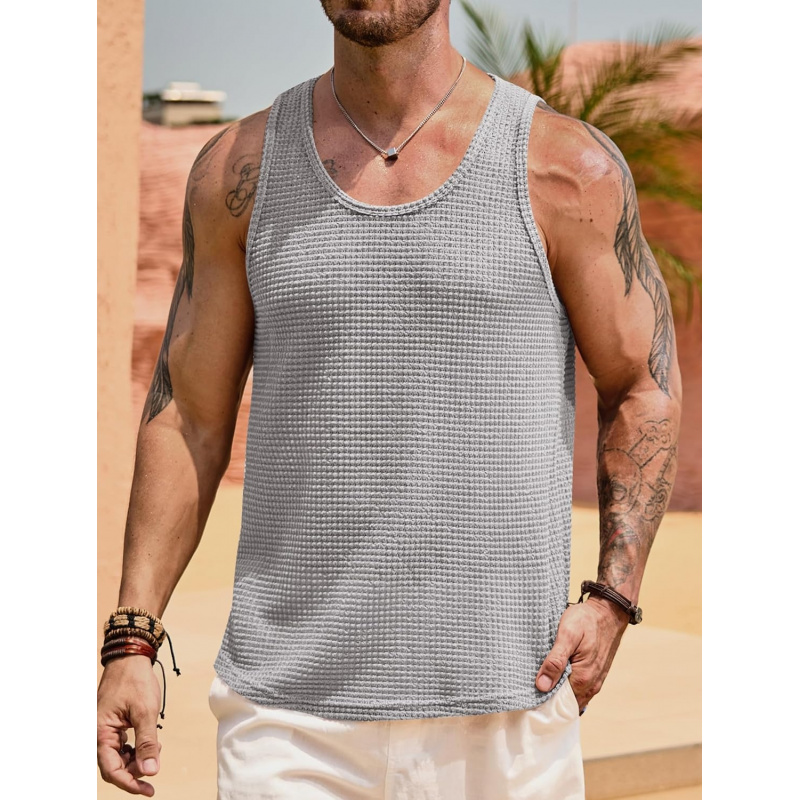 Men's Hollow Out Tank Top Vacation Summer See