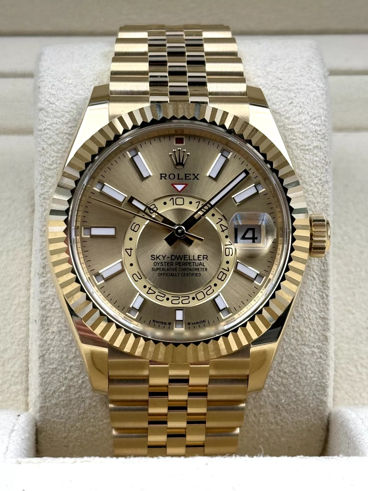 【Super Clone】RLX  Sky-Dweller 42mm Yellow Gold Champagne Dial Jubilee - 336938