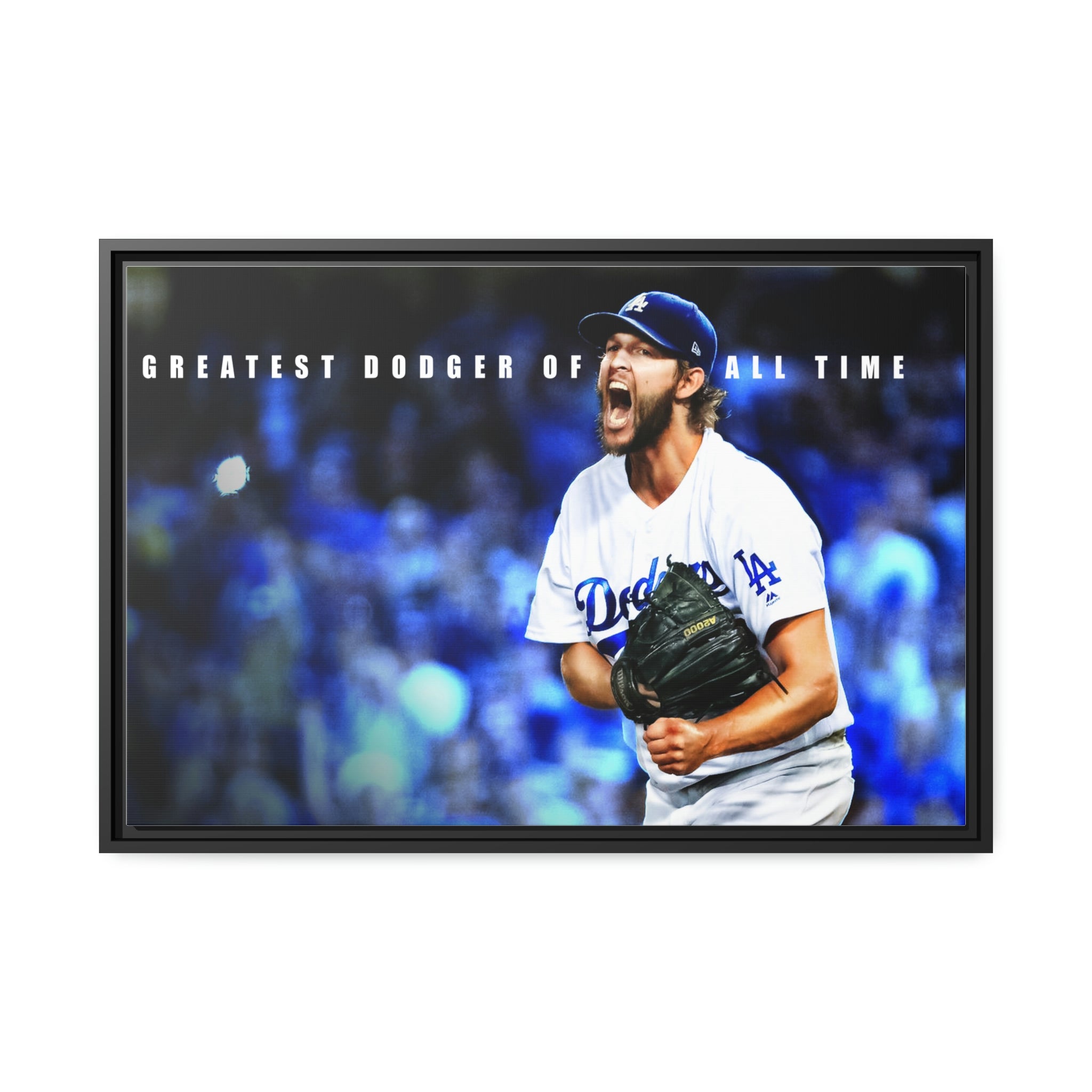 Clayton Kershaw Los Angeles Dodgers Greatest of All Time Premium Wall Art Framed Canvas