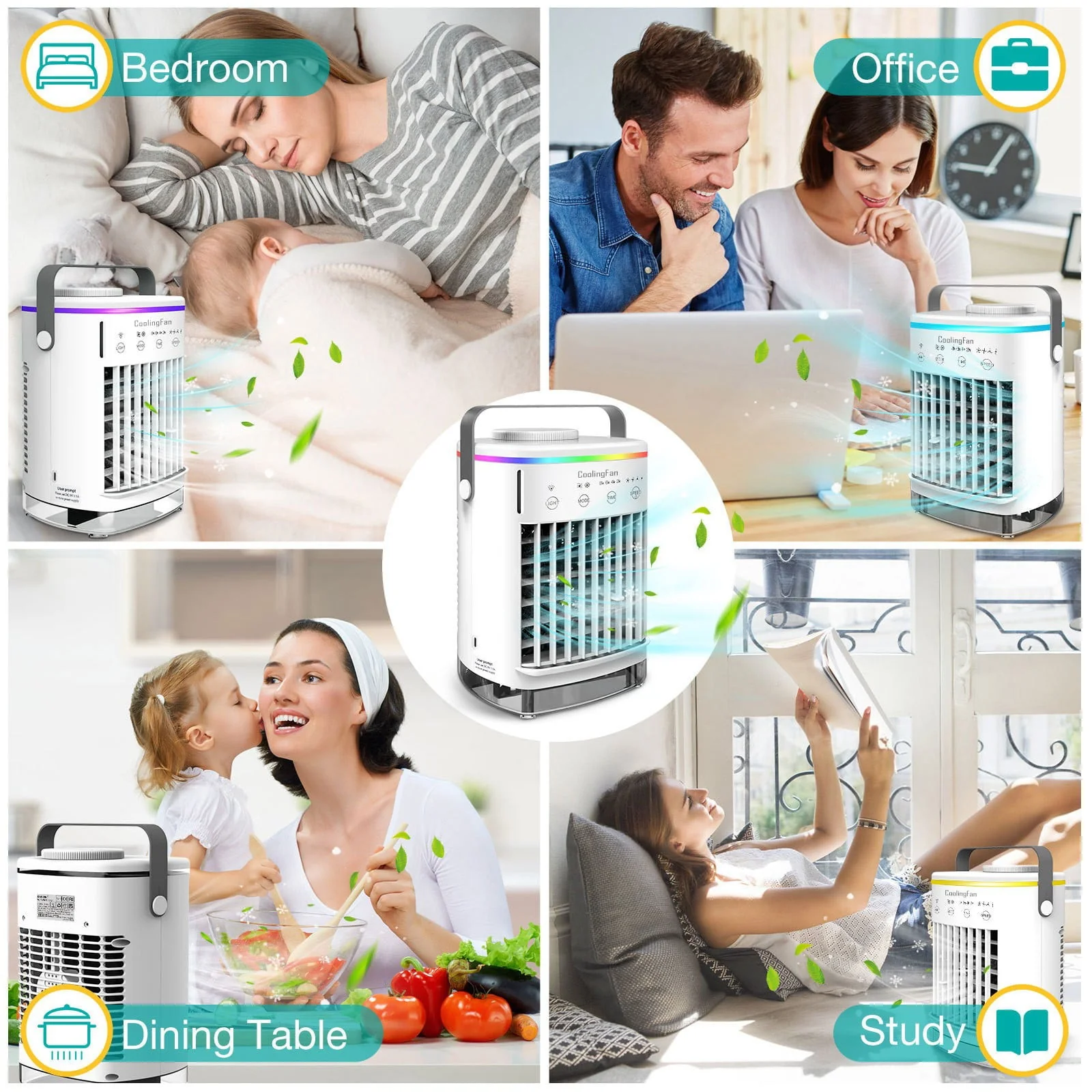 4 In 1 Portable Air Conditioner Fan Personal Space Air Cooler Fan Cooler Desk