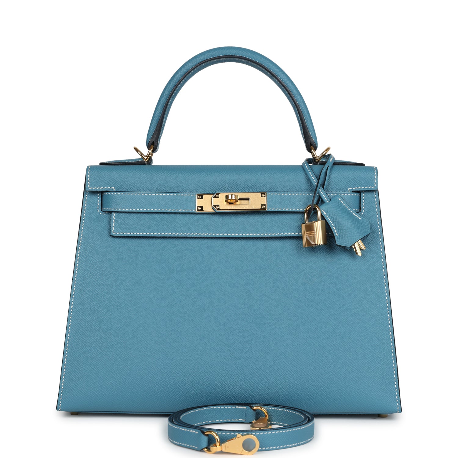 Kelly Sellier 28 Blue Jean Epsom Gold Hardware