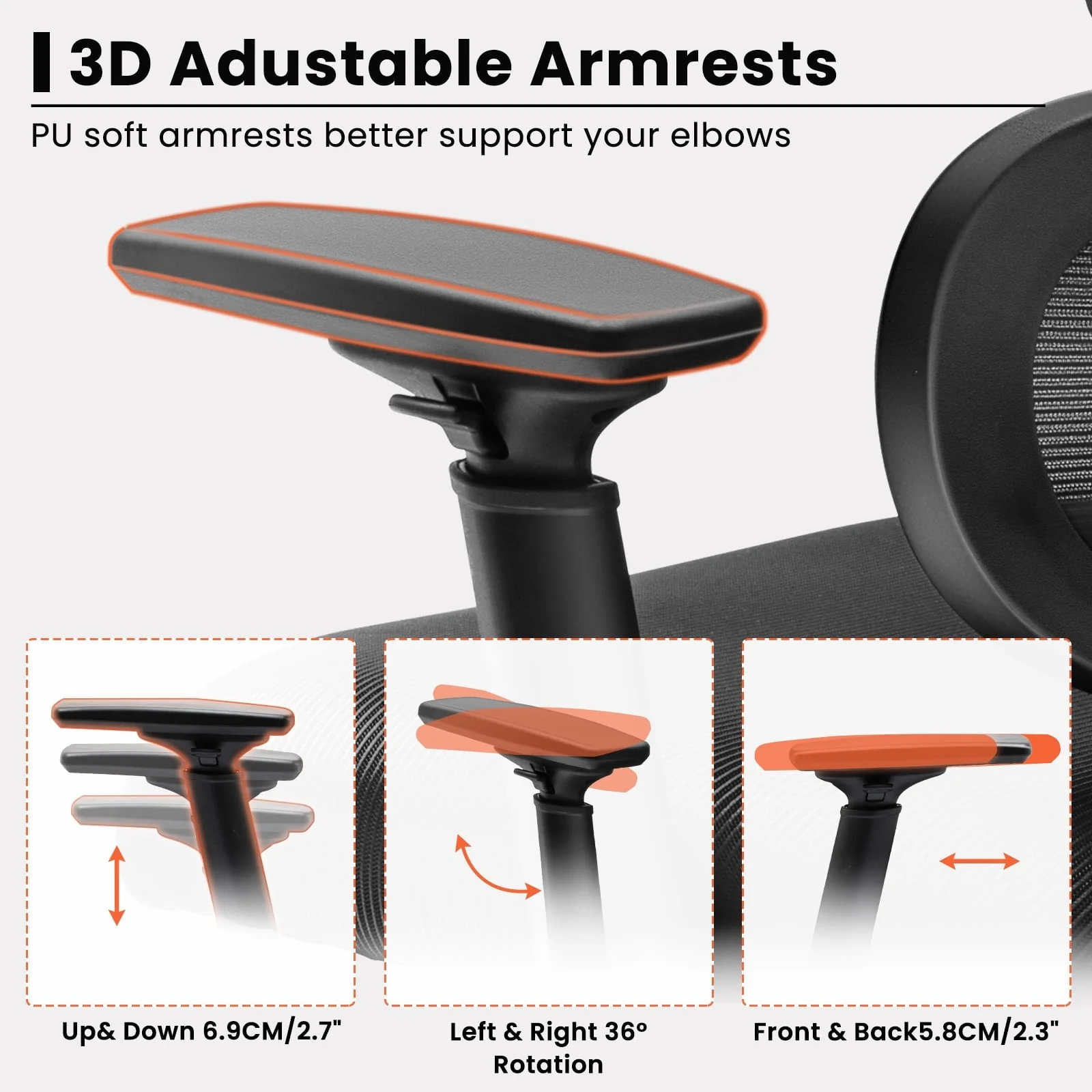 Coolhut Ergonomic Office Chair, High Back Adjustable Computer Desk Chair with Lumbar Support, 300lb, Black
