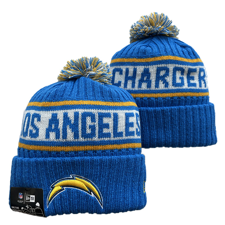 Men's  Black Los Angeles Chargers Repeat Cuffed Knit Hat with Pom