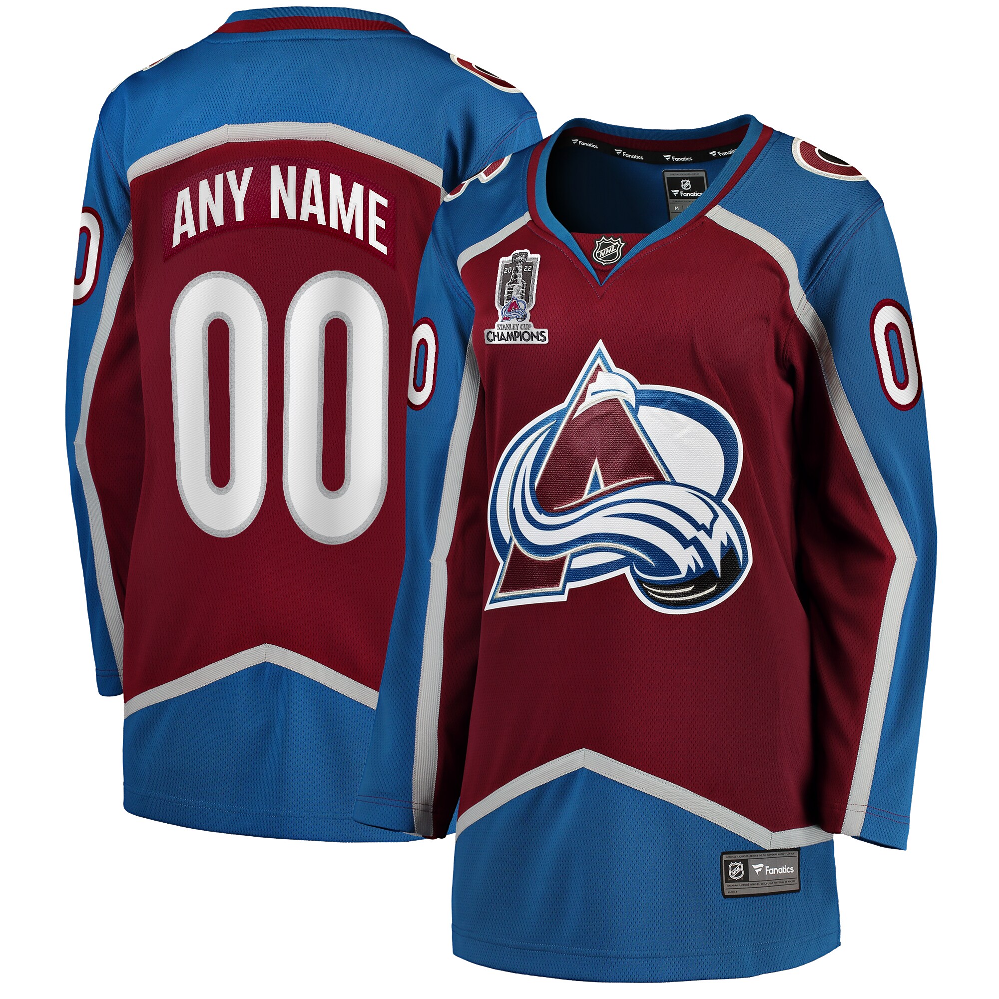 Colorado Avalanche Fanatics Women’s Home 2022 Stanley Cup Champions Breakaway Custom Jersey – Burgundy