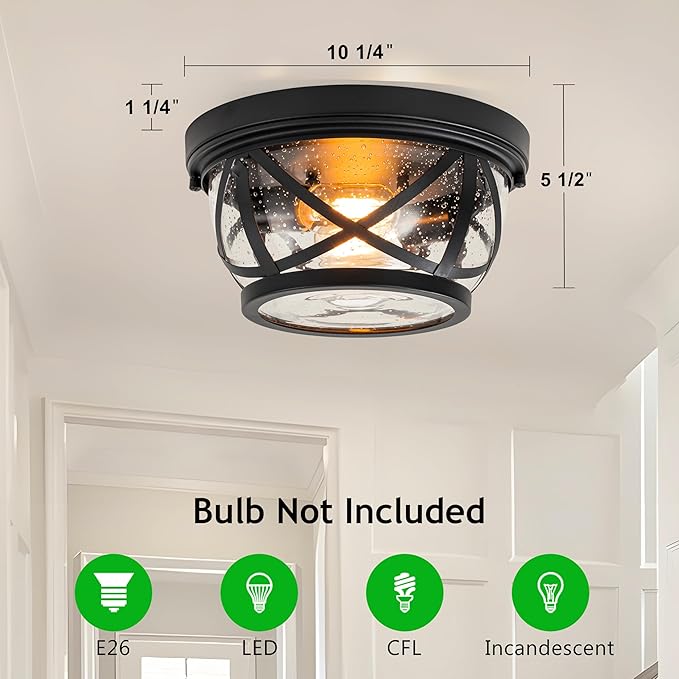 MELLOWWLITE Flush Mount Ceiling Light Fixture Black