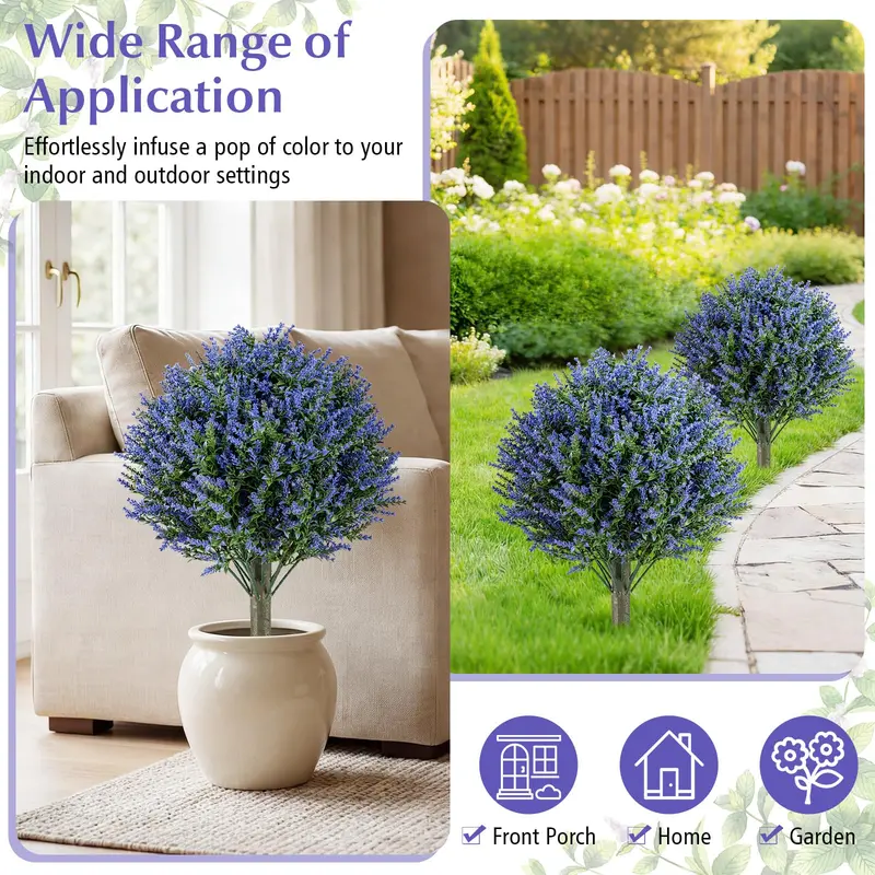 2-Pack Sun-Resistant Lavender Topiary Balls – UV-Stable Indoor/Outdoor Evergreen Decor