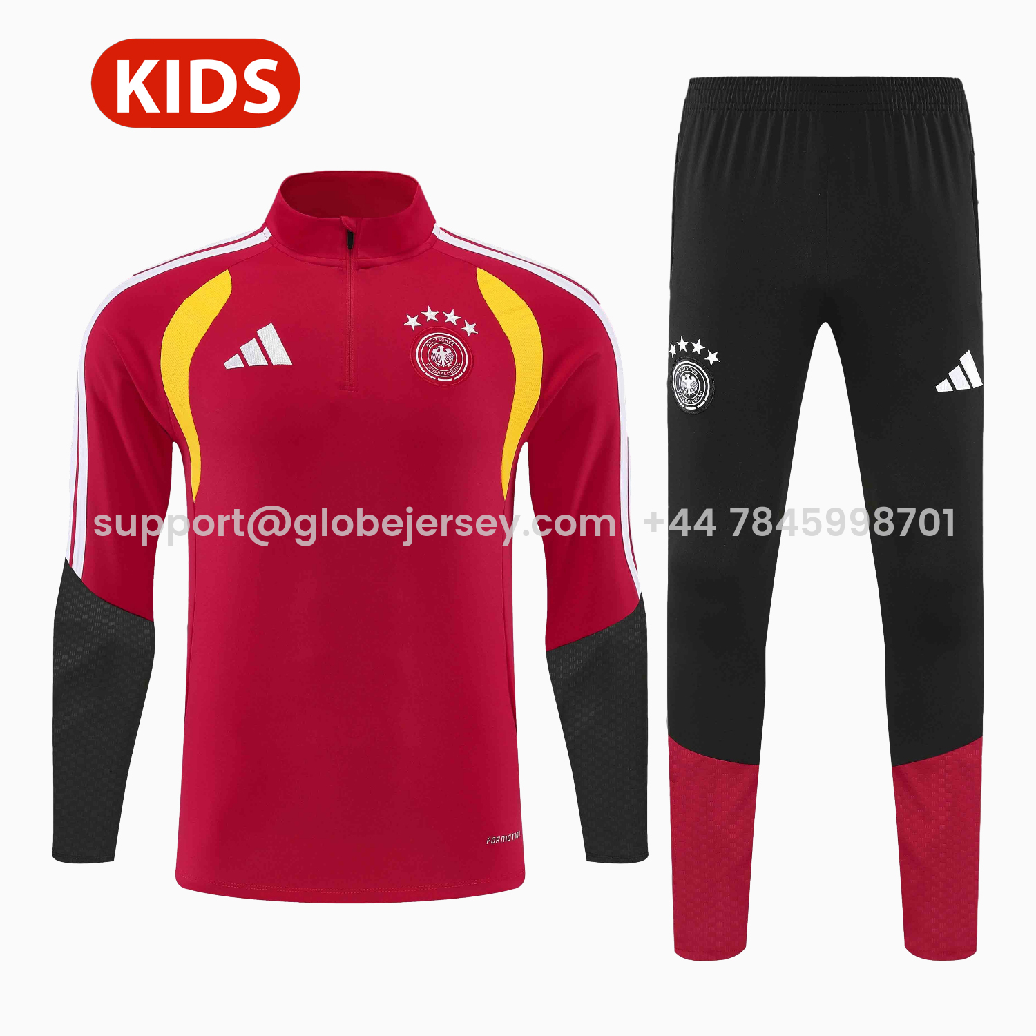 Germany 2026 Kids Long Sleeve Training Set - Red Top & Pants
