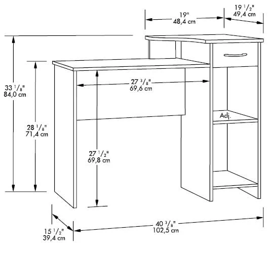 Mainstays Student Desk with Easy-glide Drawer, Canyon Walnut Finish