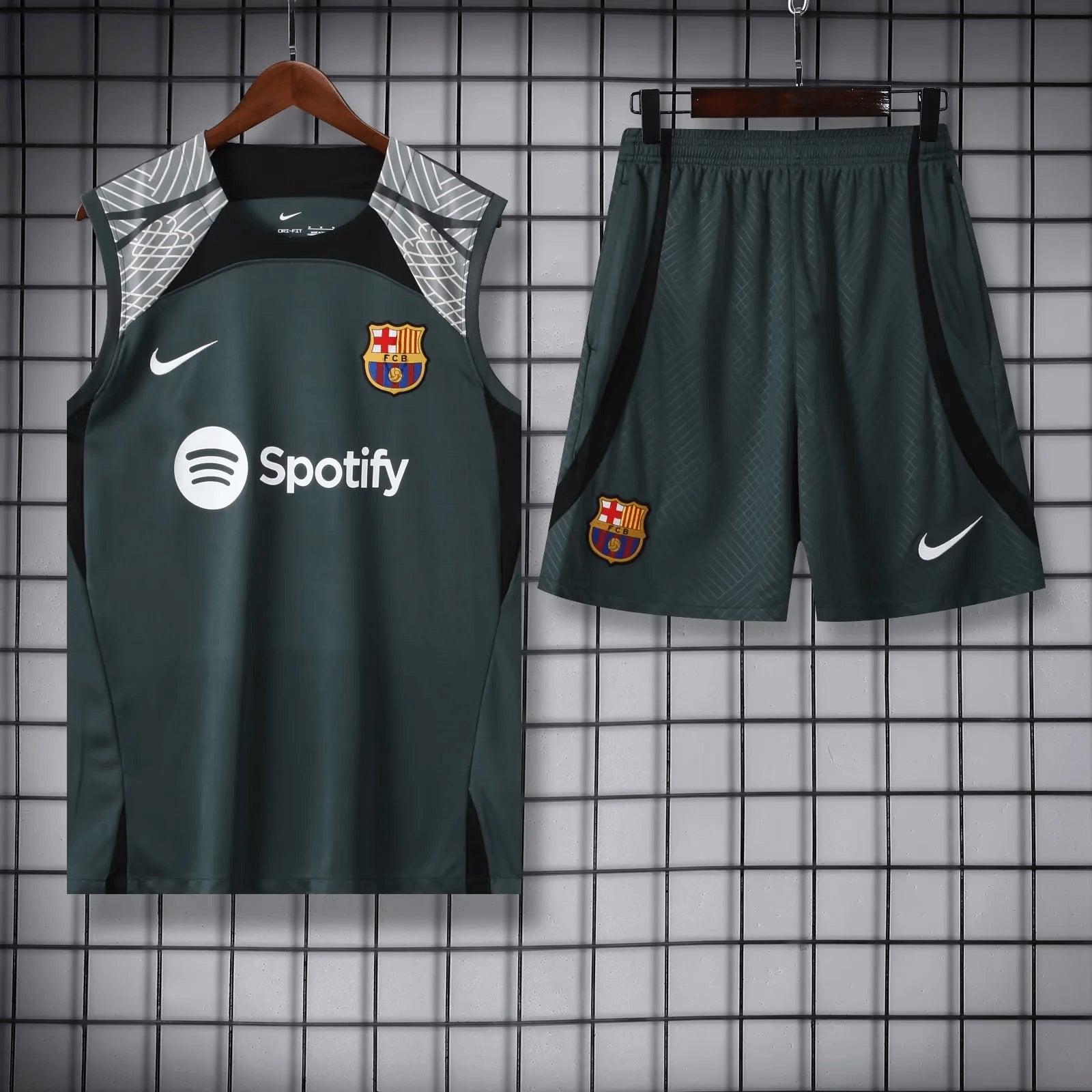 2023/2024 Barcelona pre-match training grey Jersey+Shorts 1:1 Thai Quality