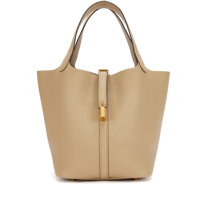Beige Marfa Clemence Picotin Lock 22 Gold Hardware