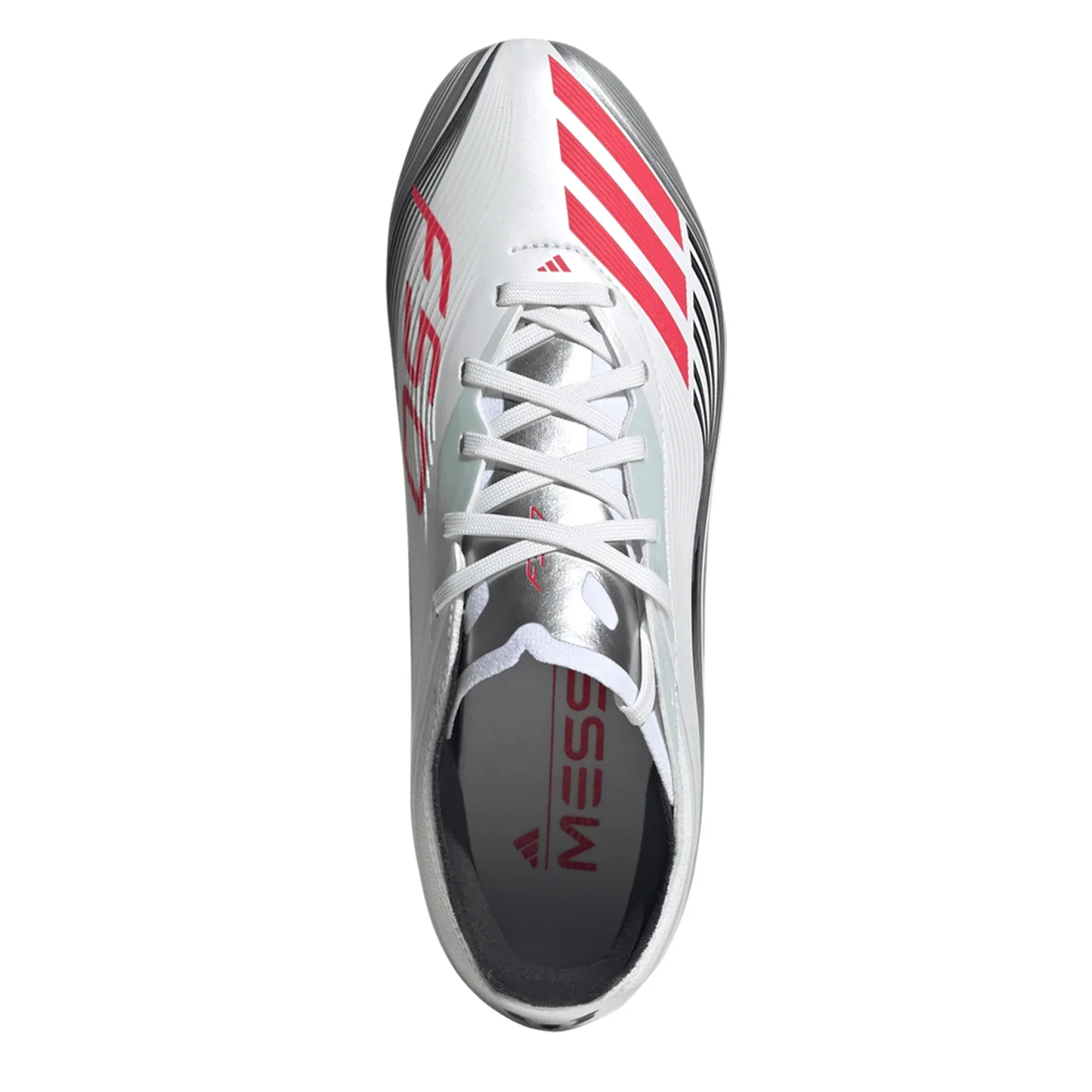 adidas F50 Messi Elite Firm Ground Junior Cleats (White/Lucid Red/Silver Metallic)
