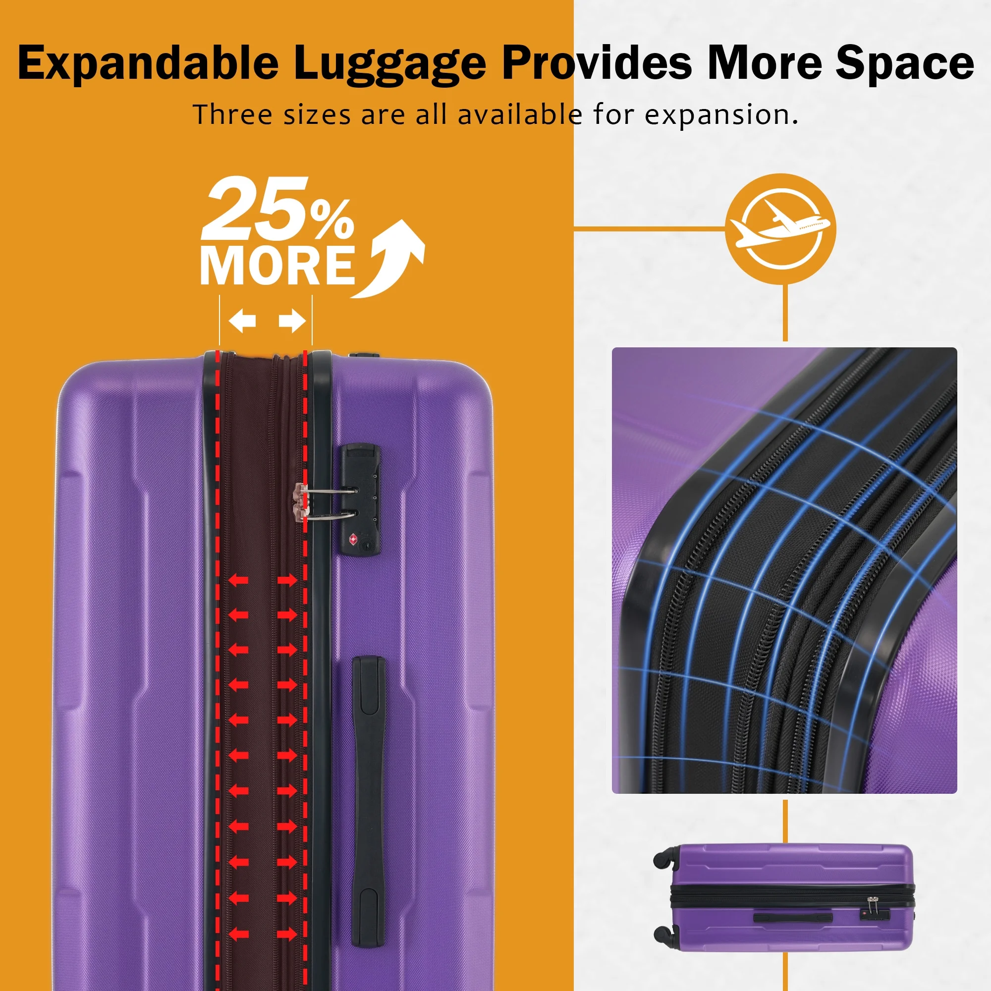 imerelez 2 Piece Luggage Set with Bags Expanable Spinner Wheels ABS Lightweight Suitcase with TSA Lock 20inch+28inch