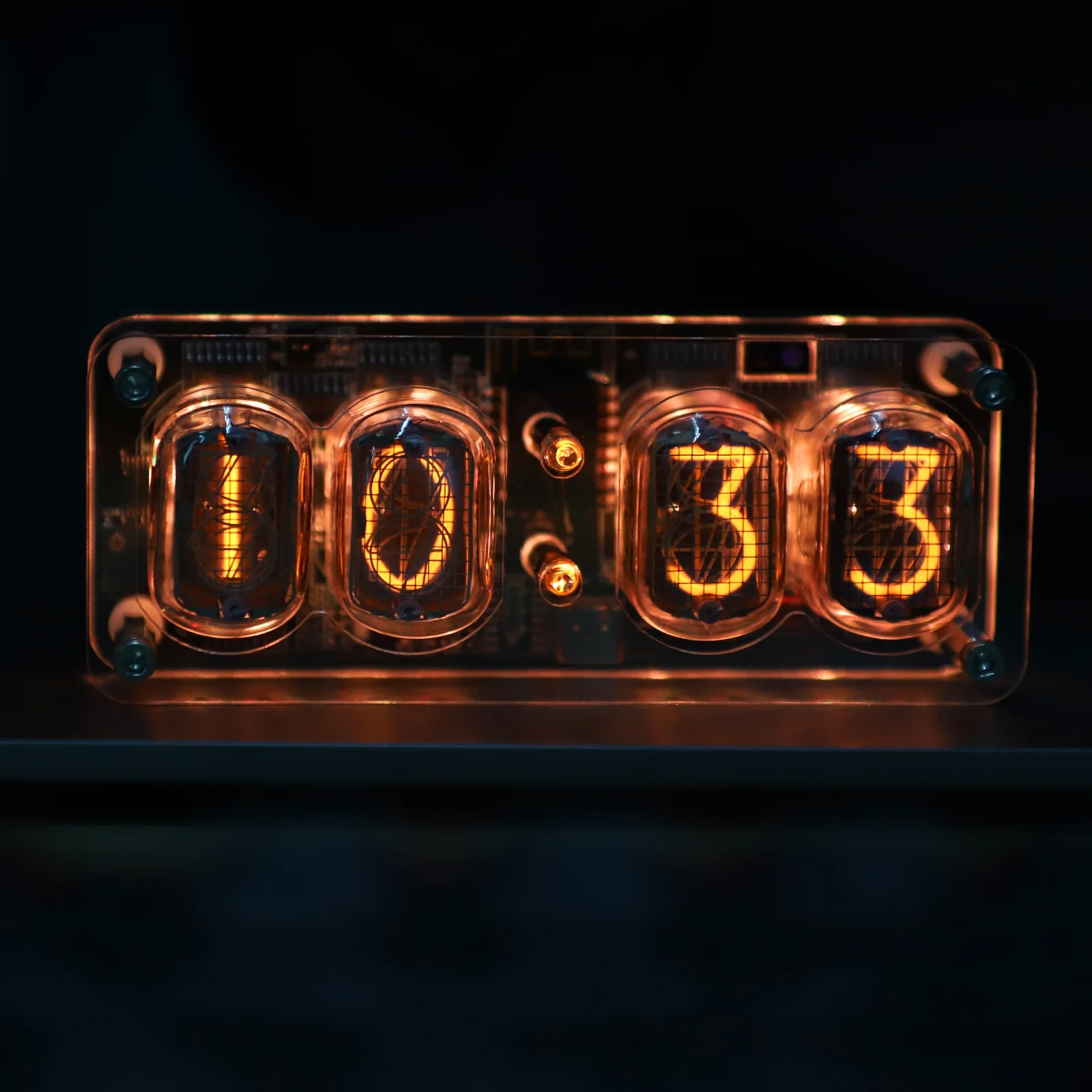 Nixie Tube Clock with IN-12 Tubes, Luminous Clock, Retro Modern Desk Vintage Punk Digital Desktop Creative Ornaments USB Type-C Connection Type