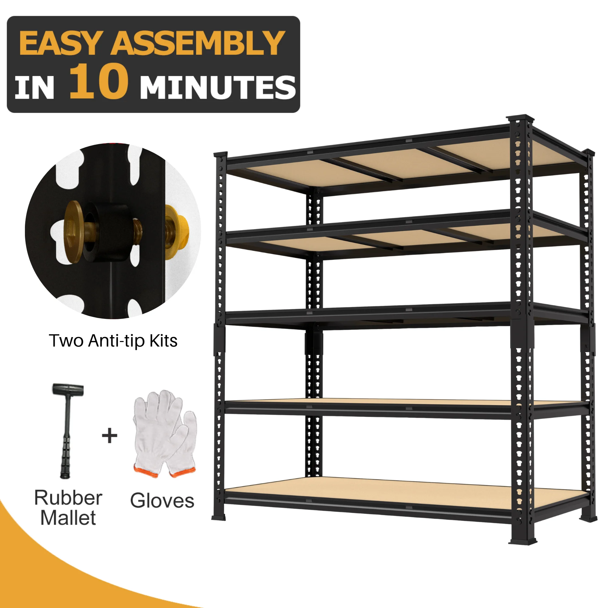 TrumanPick Storage Shelves Garage Shelving Units 5 Tier Metal Heavy Duty Adjustable Shelf Rack 48