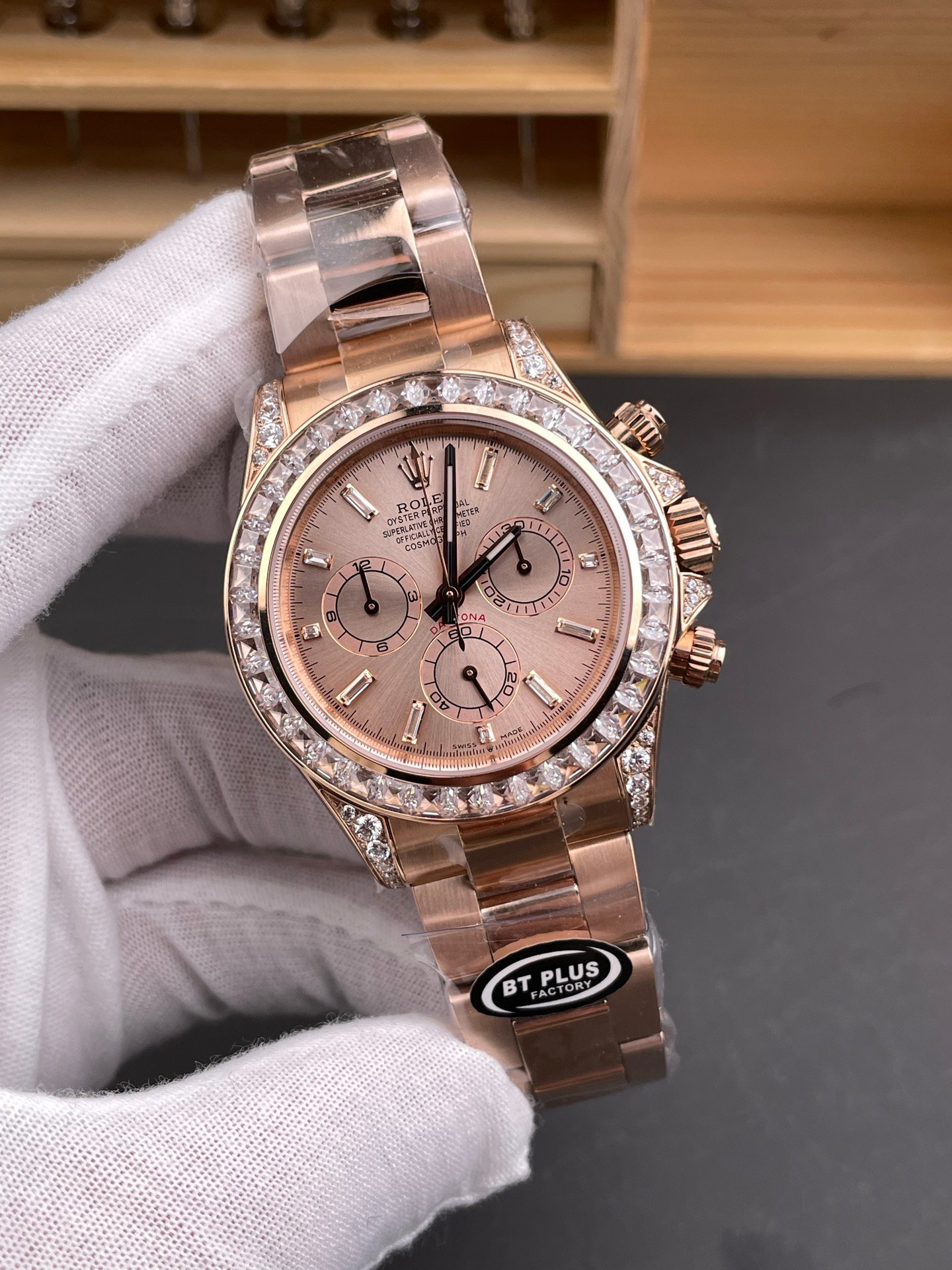 Rolex Daytona Full Rose Gold Baguette Diamond