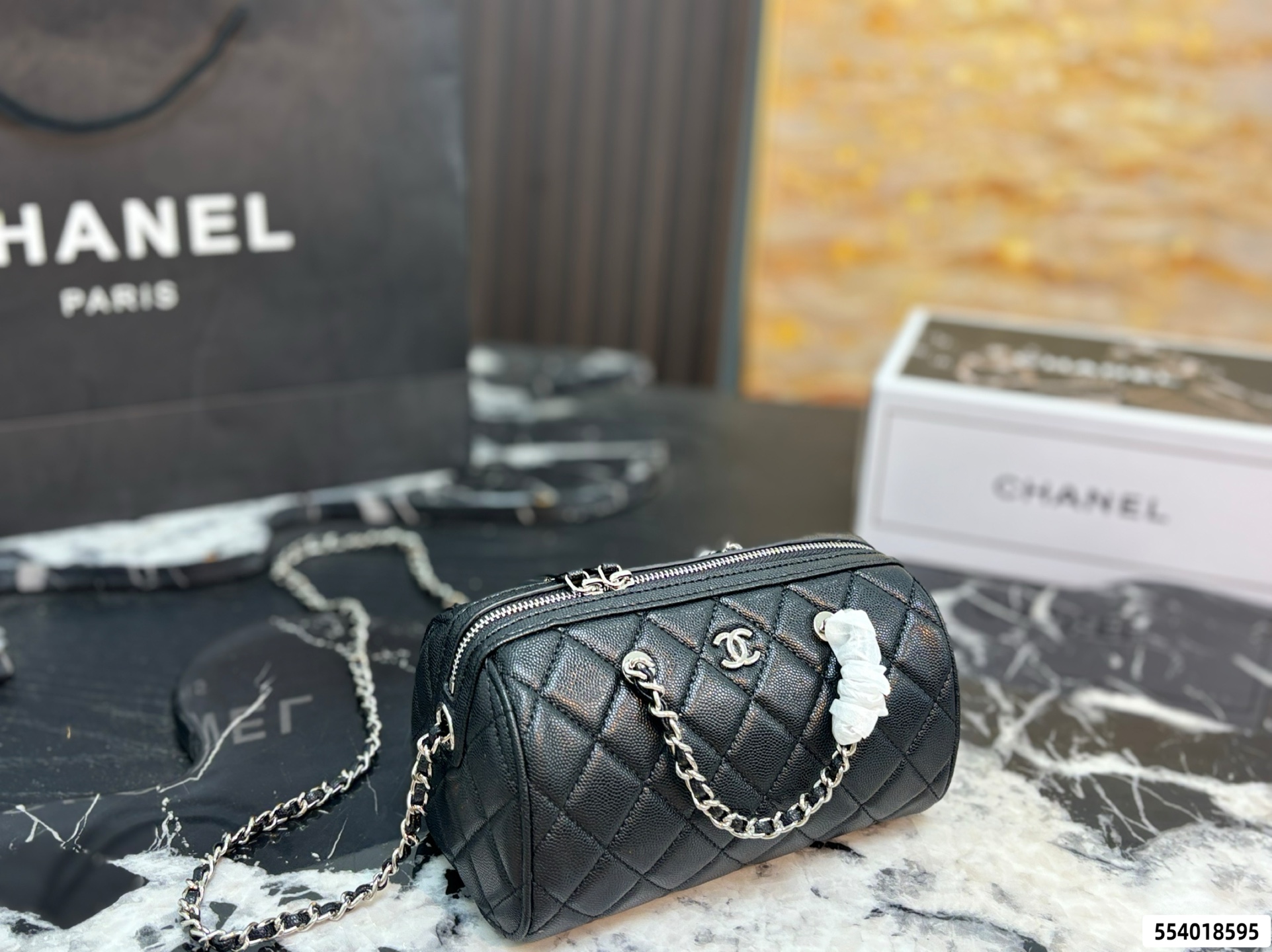 Chanel Quilted Caviar Leather Chain Camera Bag