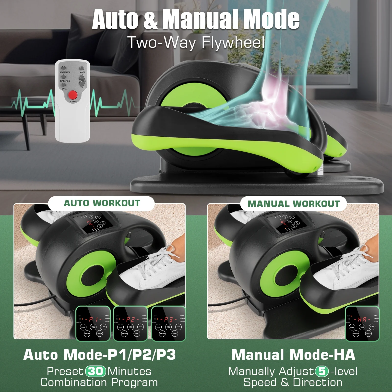Elliptical Machine, Under Desk Elliptical with Remote Control, Quiet Home Ellipse Exerciser for Seniors