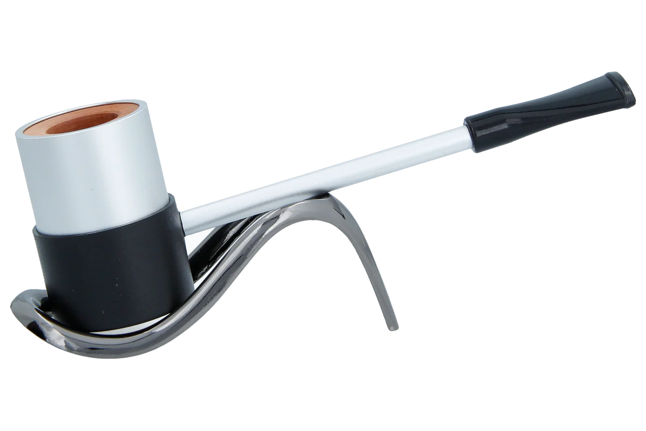 Erik Nording Compass Sailor Aluminium Briar Lined Pipe - Silver
