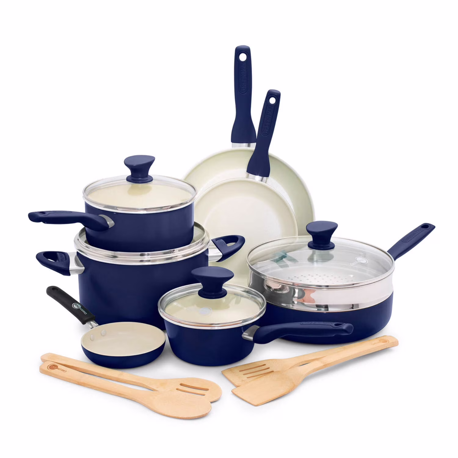 GreenPan Rio Ceramic Nonstick 16-Piece Cookware Set - Black