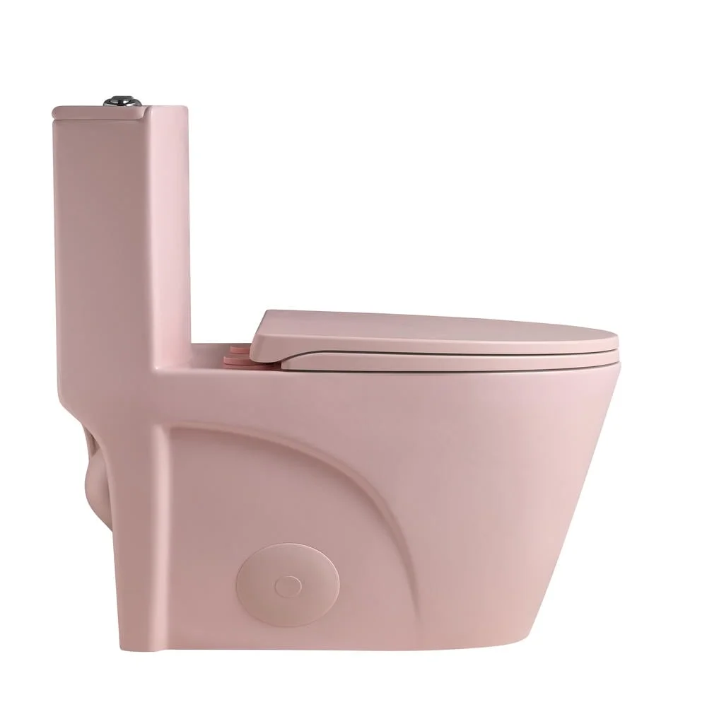 Spaco 1.1/1.6 GPF Dual Flush One-Piece Toilet, Button on Tank top S-trap 12 inches, Elongated Bowl with Soft Close Seat, Water-Saving MAP 1000g, Comfort Chair Seat ADA Height, Light Gray