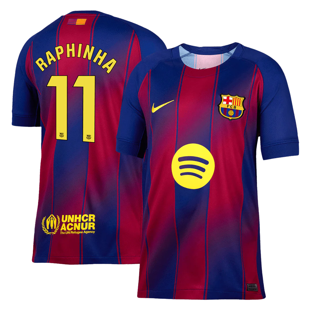 RAPHINHA #11 Barcelona Home Soccer Jersey 2025/26